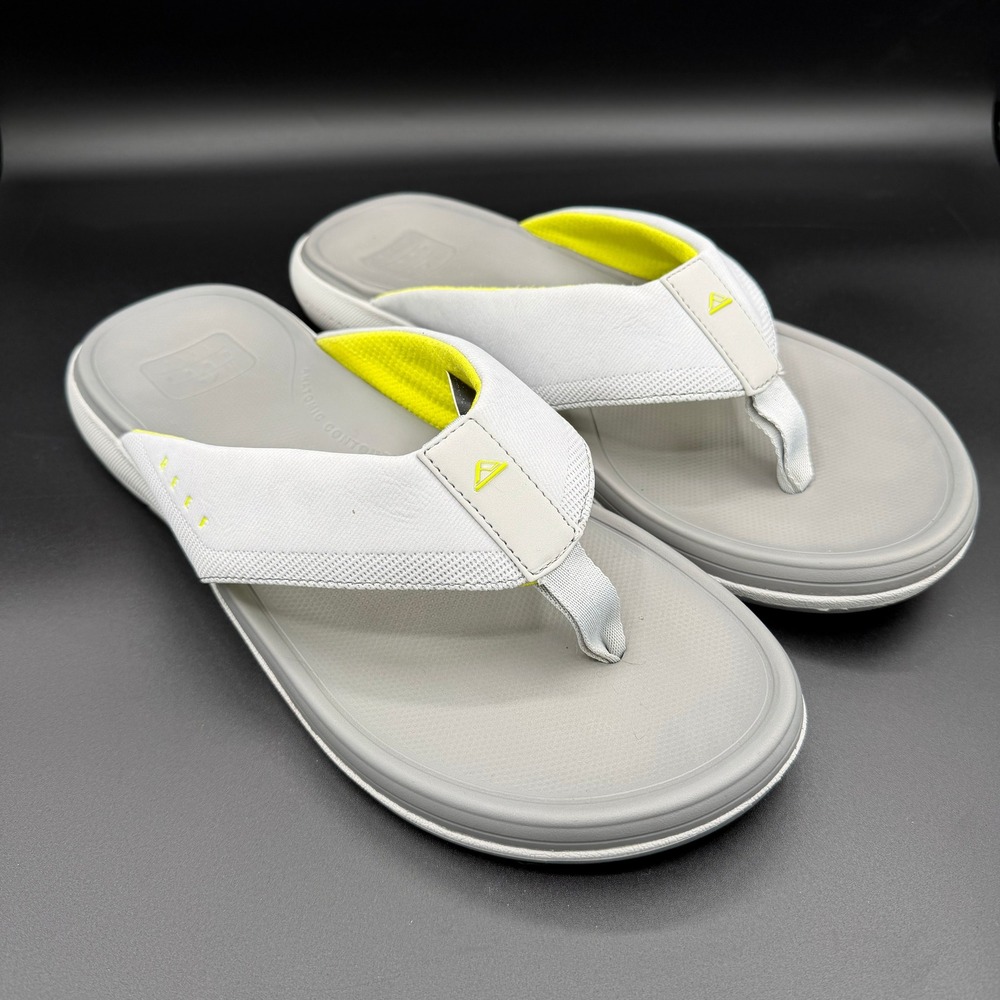 Reef Cushion Norte Mens Size 12 Flip Flop Sandals Grey White Yellow
